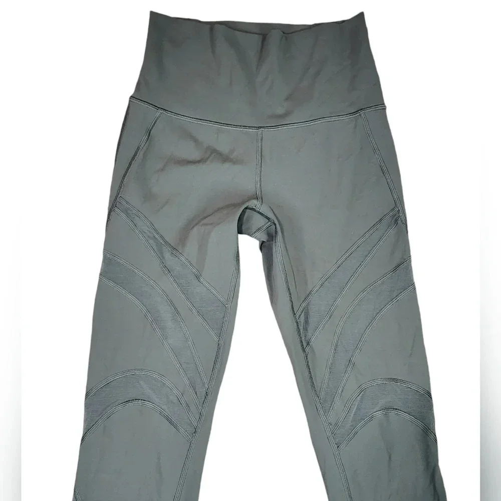 Lululemon Wunder Under High Rise Sage Green Mesh Leggings Size 4